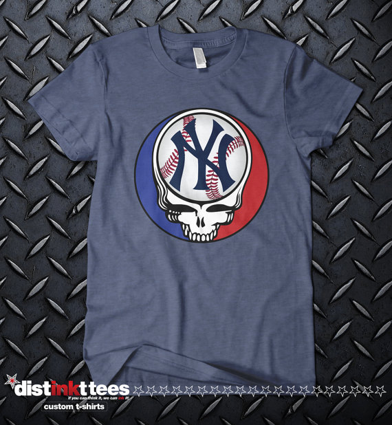 New York Yankees Grateful Dead Skull Custom Father's T-Shirt by Distinkt Tees