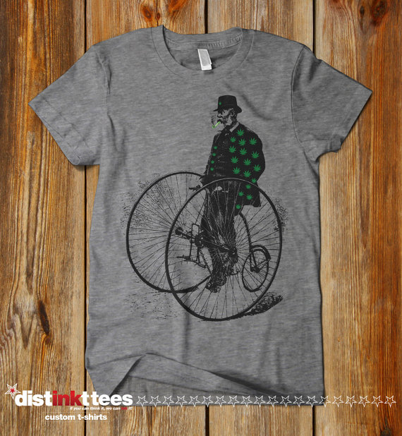 Penny Farthing Bicycle Pro Marijuana Weed custom shirt by Distinkt Tees